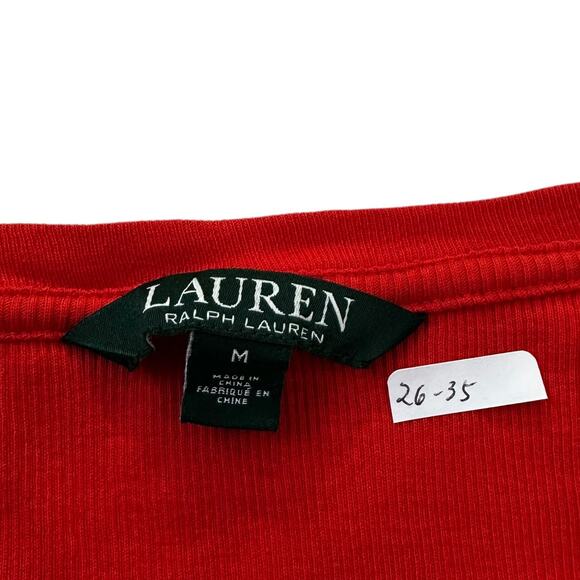 Ralph Lauren Orange Ribbed Lace Up Shirt Women's Size Medium | 26-35 - Picture 3 of 5